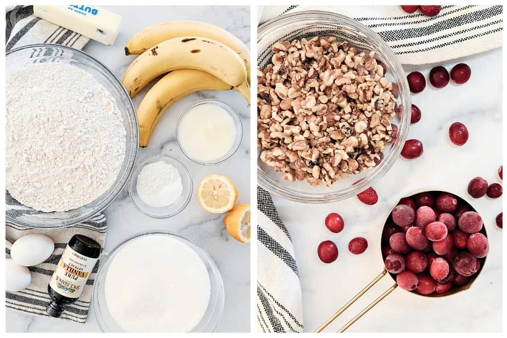 Banana Cranberry Bread ingredients